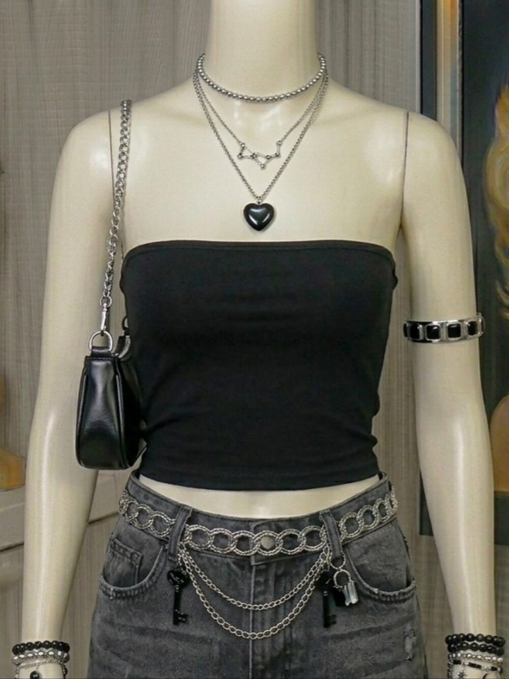 Edikted Black Ribbed Tube Top - Women's XS